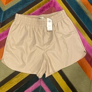 Vegan leather tan shorts NWT